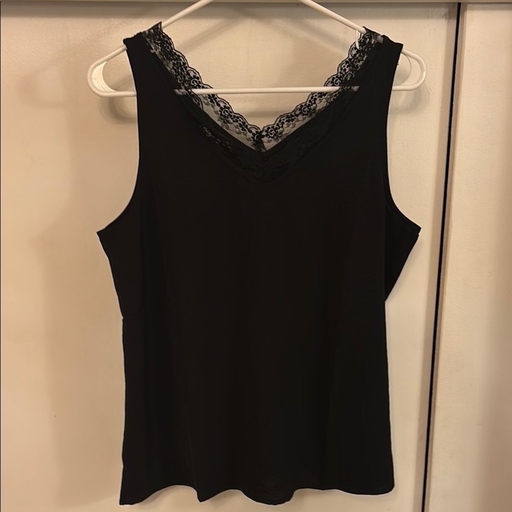 Black Lace Trim Women's Top